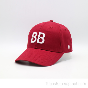 Cappello da baseball rosso da 6D da 6 pannelli personalizzati